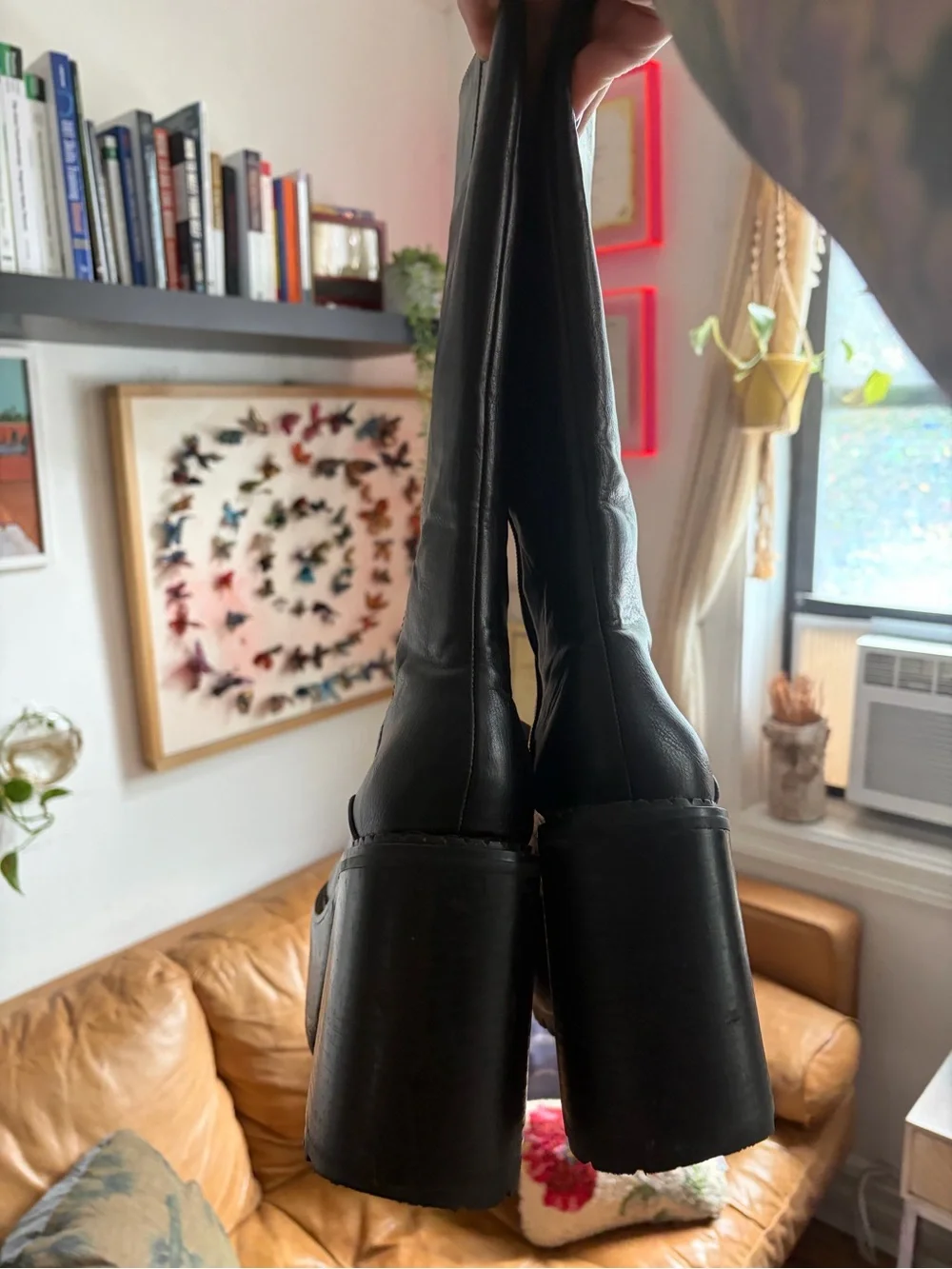 dELiA*s Black Platform Knee-High Boots with Chunky Heel